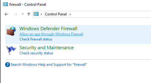 zapora systemu Windows Defender Błąd łączenia się z serwerem